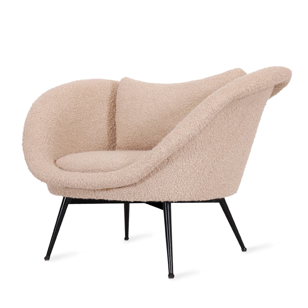 Paligo - Metal Lounge Chair, Cream Fabric by Alankaram