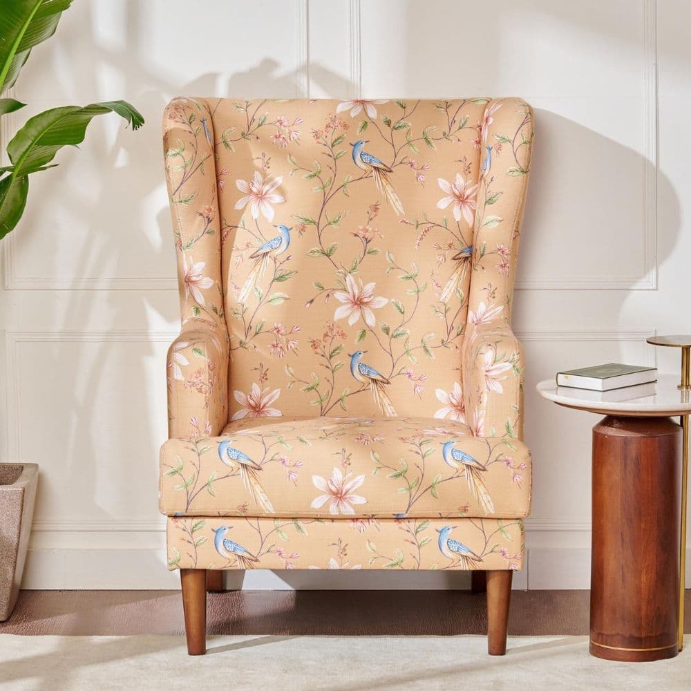 Bengaluru Fabric Wing Chair | Elegant Upholstered Seating for Villas & Apartments – Furnhands by Furnhands