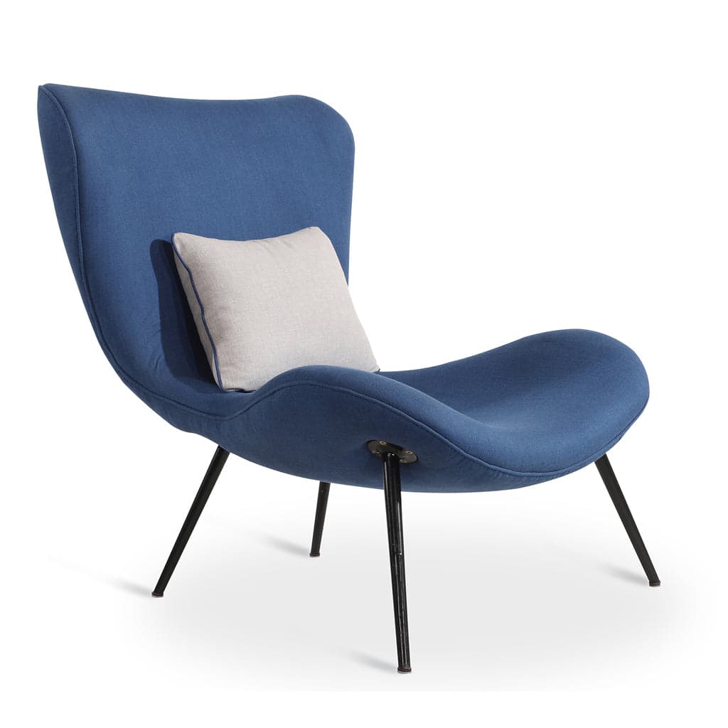 Maru Metal Lounge Chair with Blue Fabric 2 by Alankaram