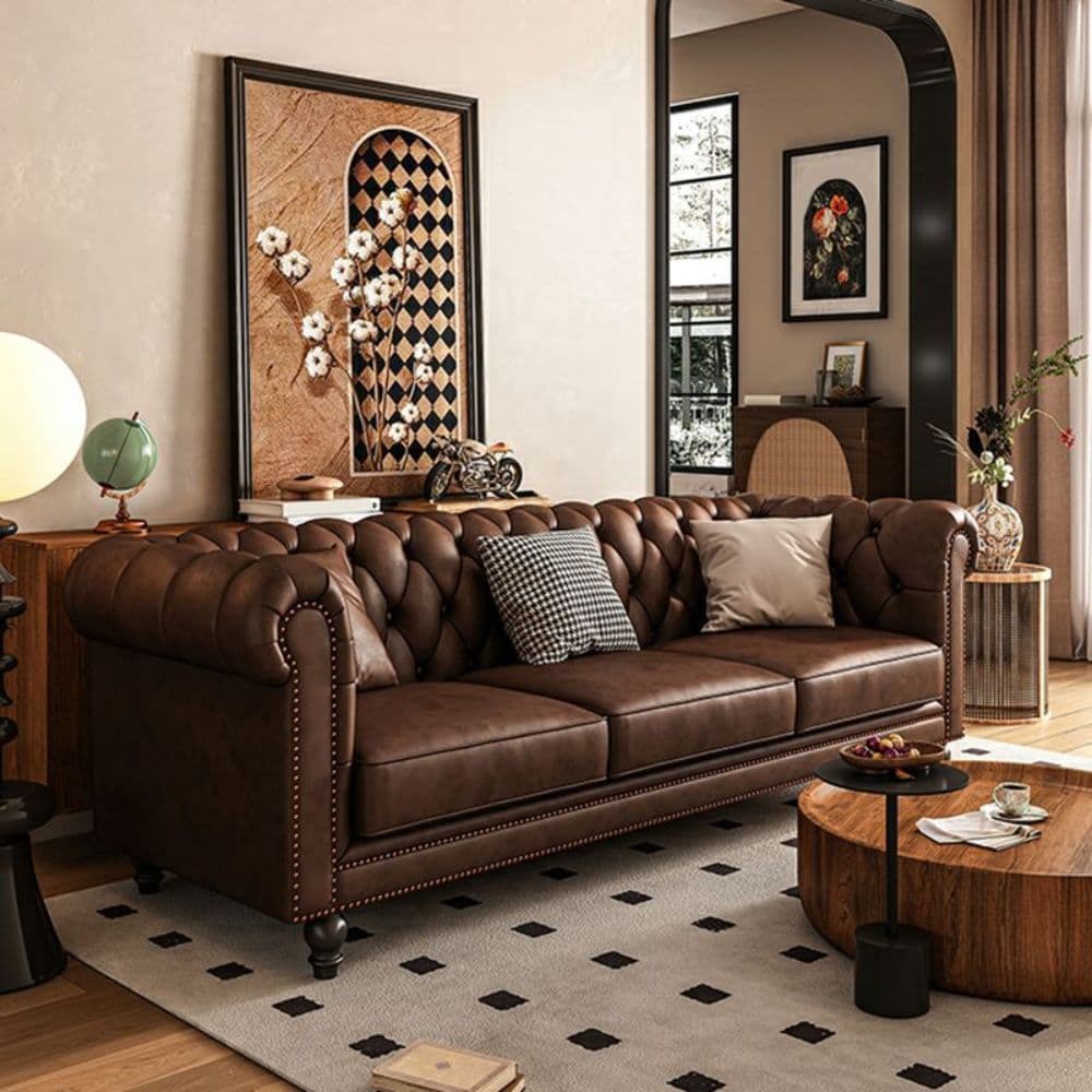 Chesterfield 3 Seater Sofa | Luxury Living Room Sofa in DLF, Gurugram | Furnhands by Furnhands