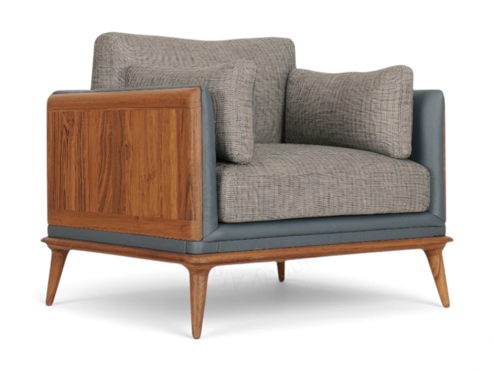 Mysig - Teak Club/Sofa Chair, Upholstered back 2 by Alankaram