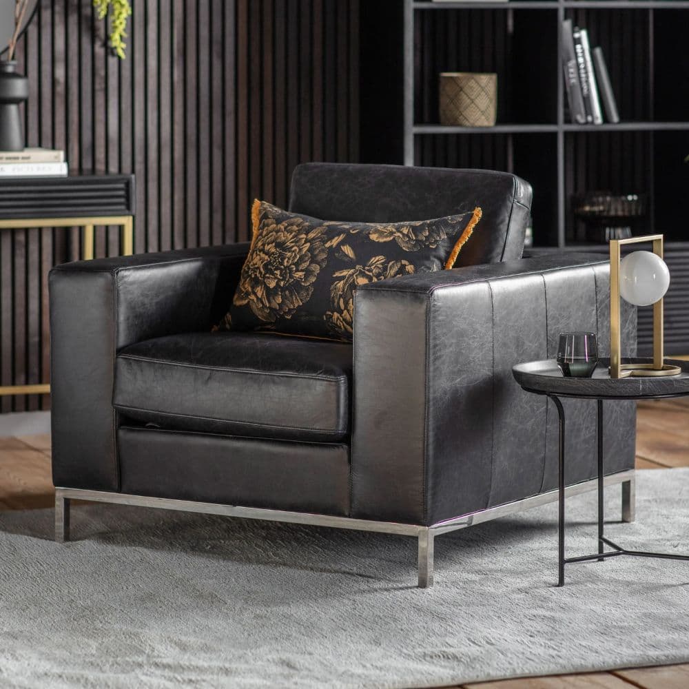 Lucknow Armchair Leather | Premium Leather Armchair by Furnhands by Furnhands