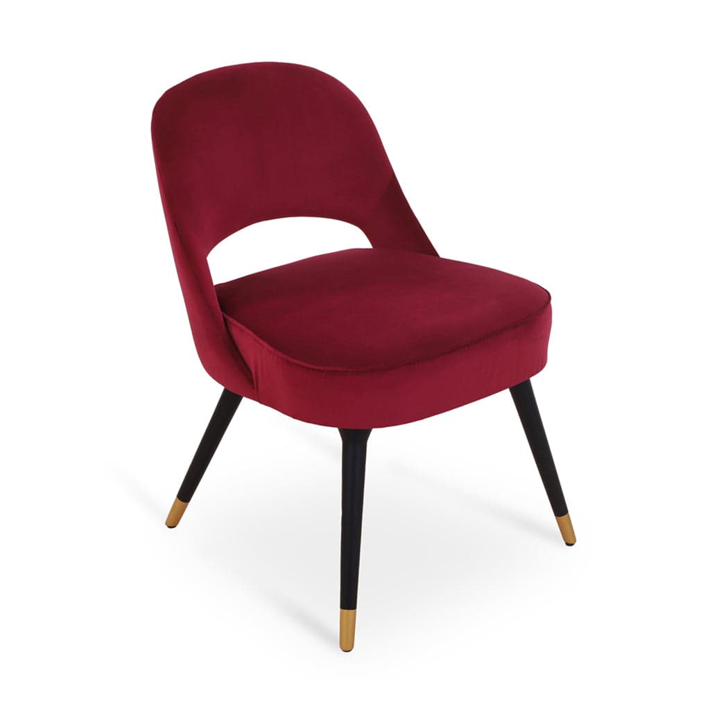 Kiero -Ash/Oak/Beech Dining Chair, Stained, Gold Accentuation, Red color Fabric by Alankaram