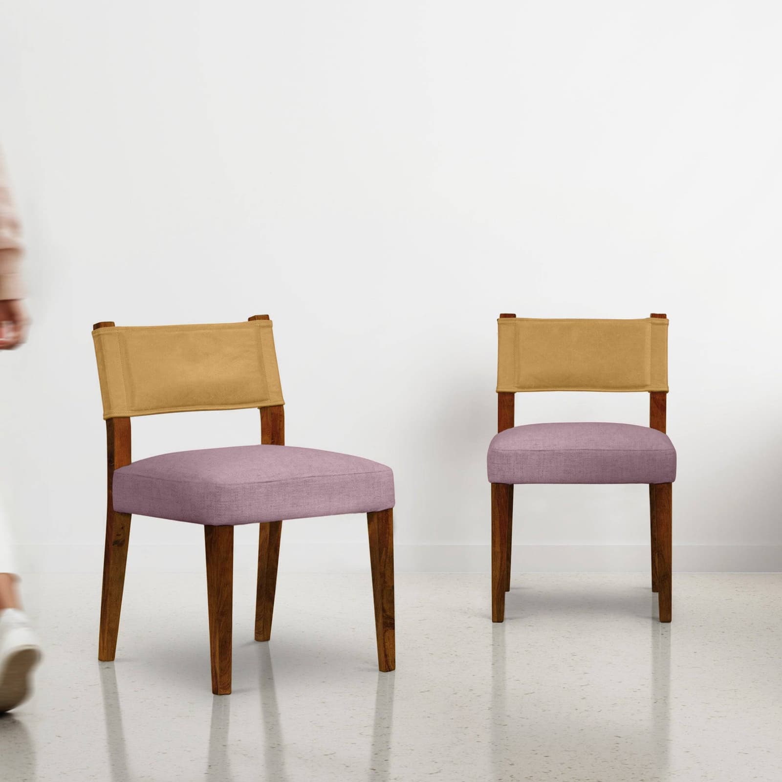 Angel Upholstered Chair - Set of Two - Dual Tone - Mustard by Crafts Mill