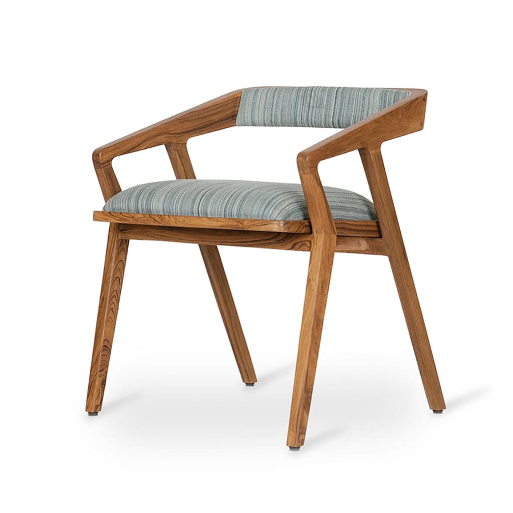 Casilla - Teak Dining Chair Upholstered Back, Grey Fabric by Alankaram