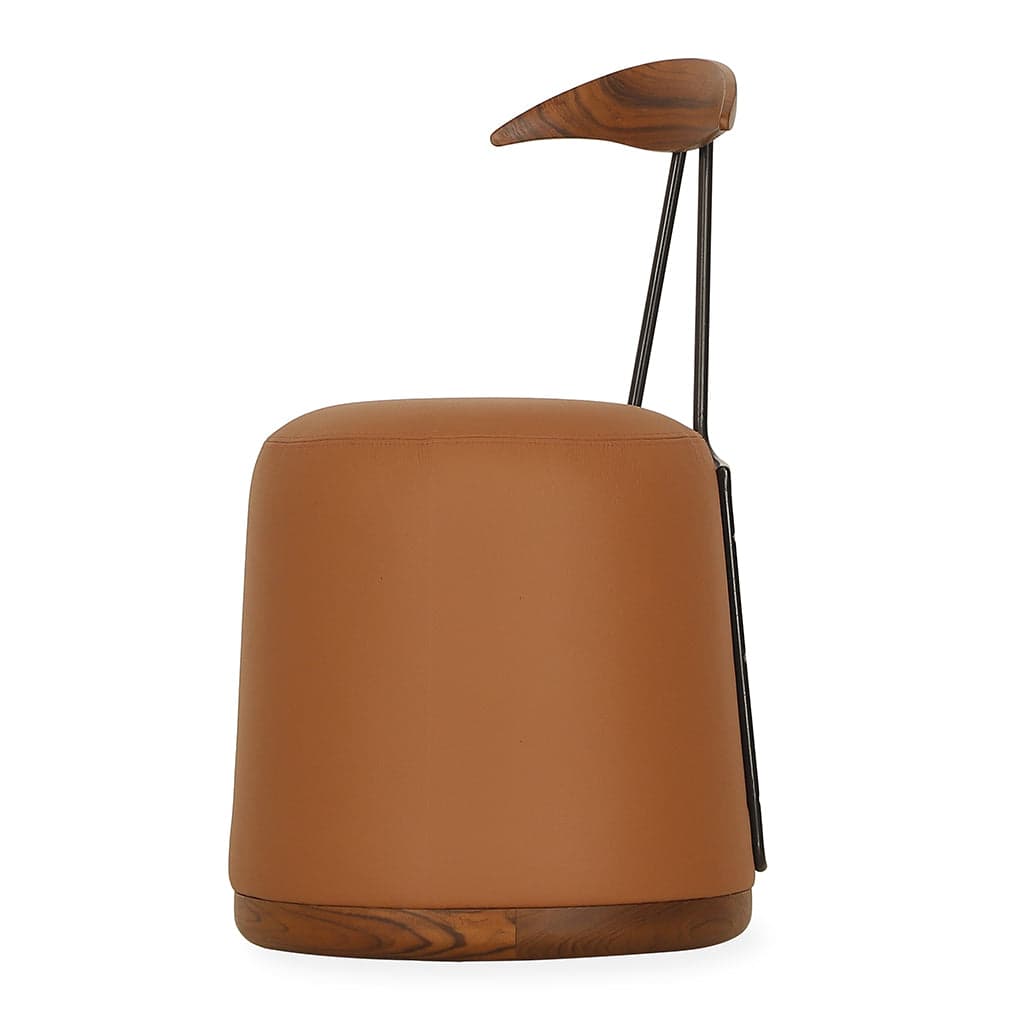 Credu - Teak Dining Chair, Tan Leatherette by Alankaram