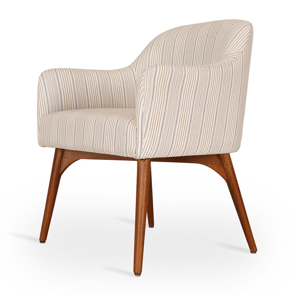 Aavaha - Teak Legs Dining Chair, White Fabric by Alankaram