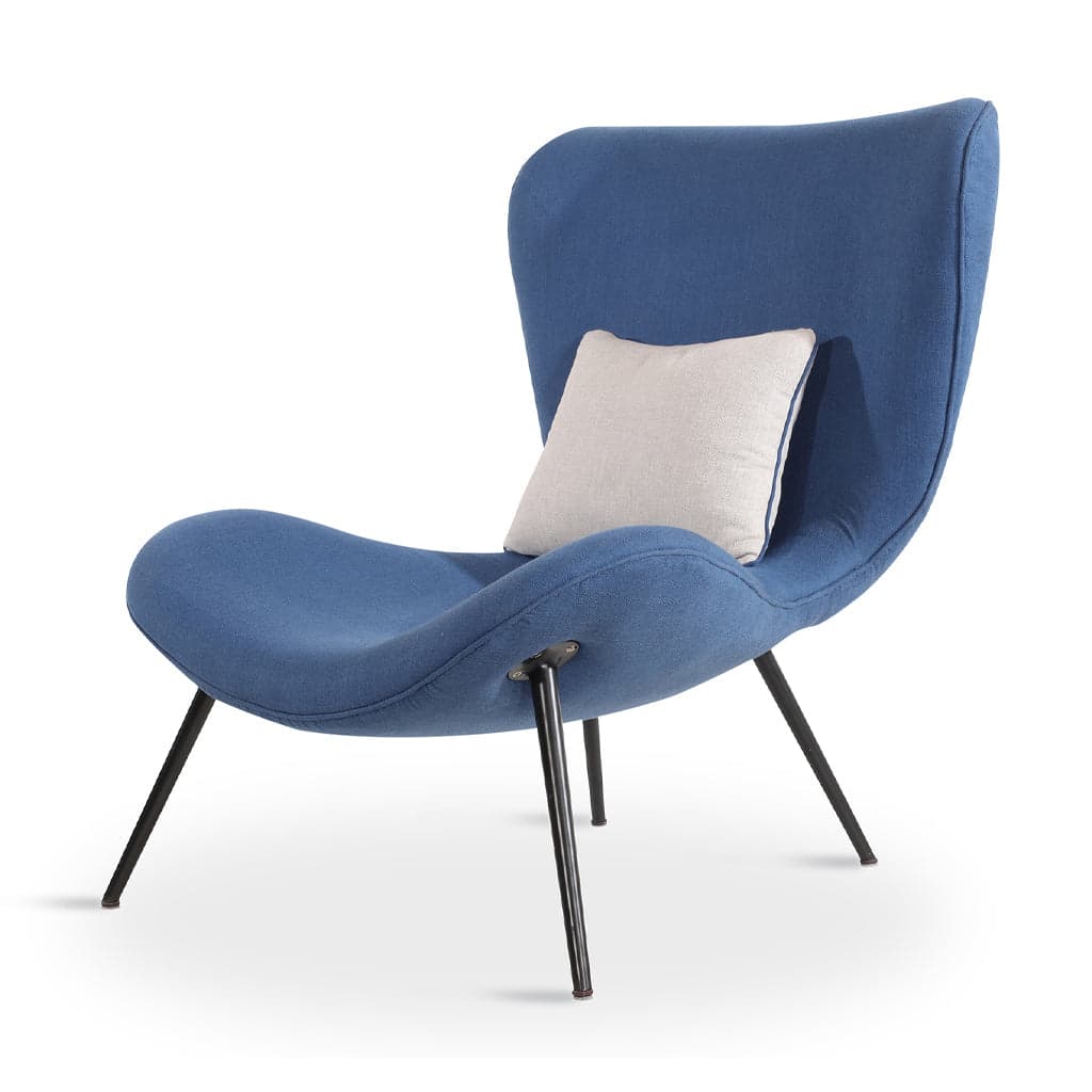 Maru Metal Lounge Chair with Blue Fabric by Alankaram