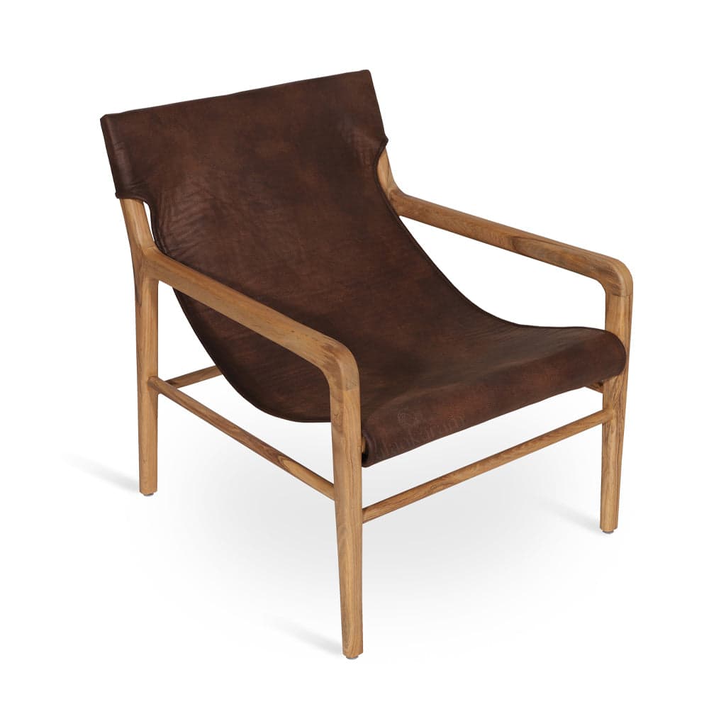 Ostry -Teak Lounge Chair, Brown leatherette by Alankaram