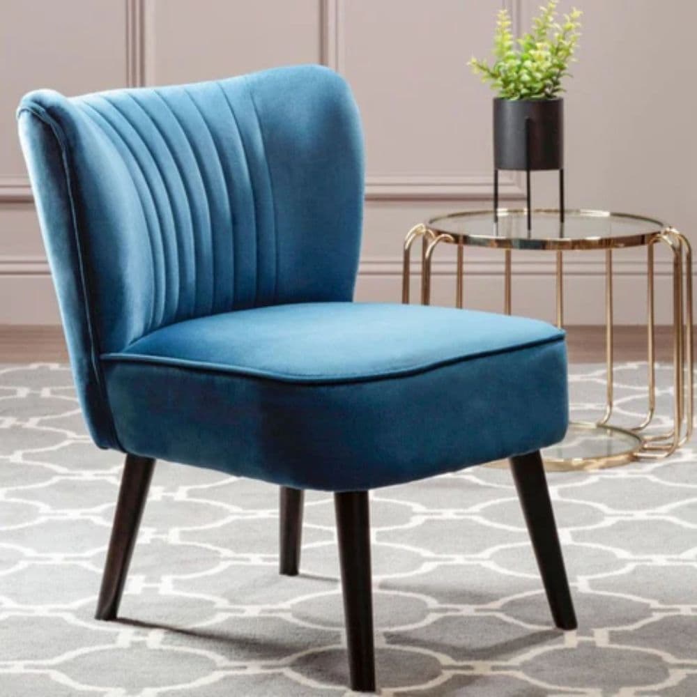 Hyderabad Luxury Blue Velvet Chair – Accent Seating for Villas & Apartments by Furnhands