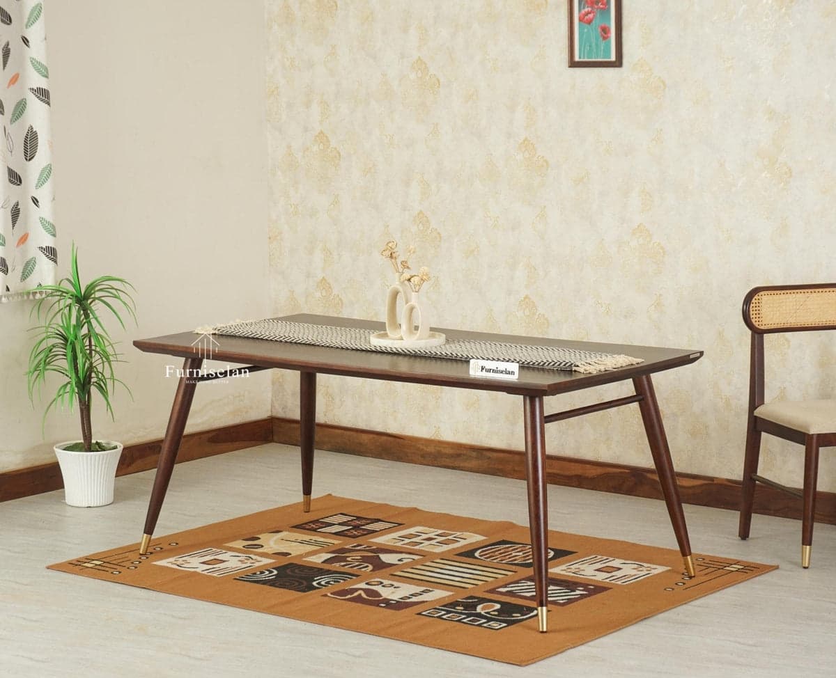 Boston Solid Wood Dining Table Six Seater - (Grey Finish) by Furniselan