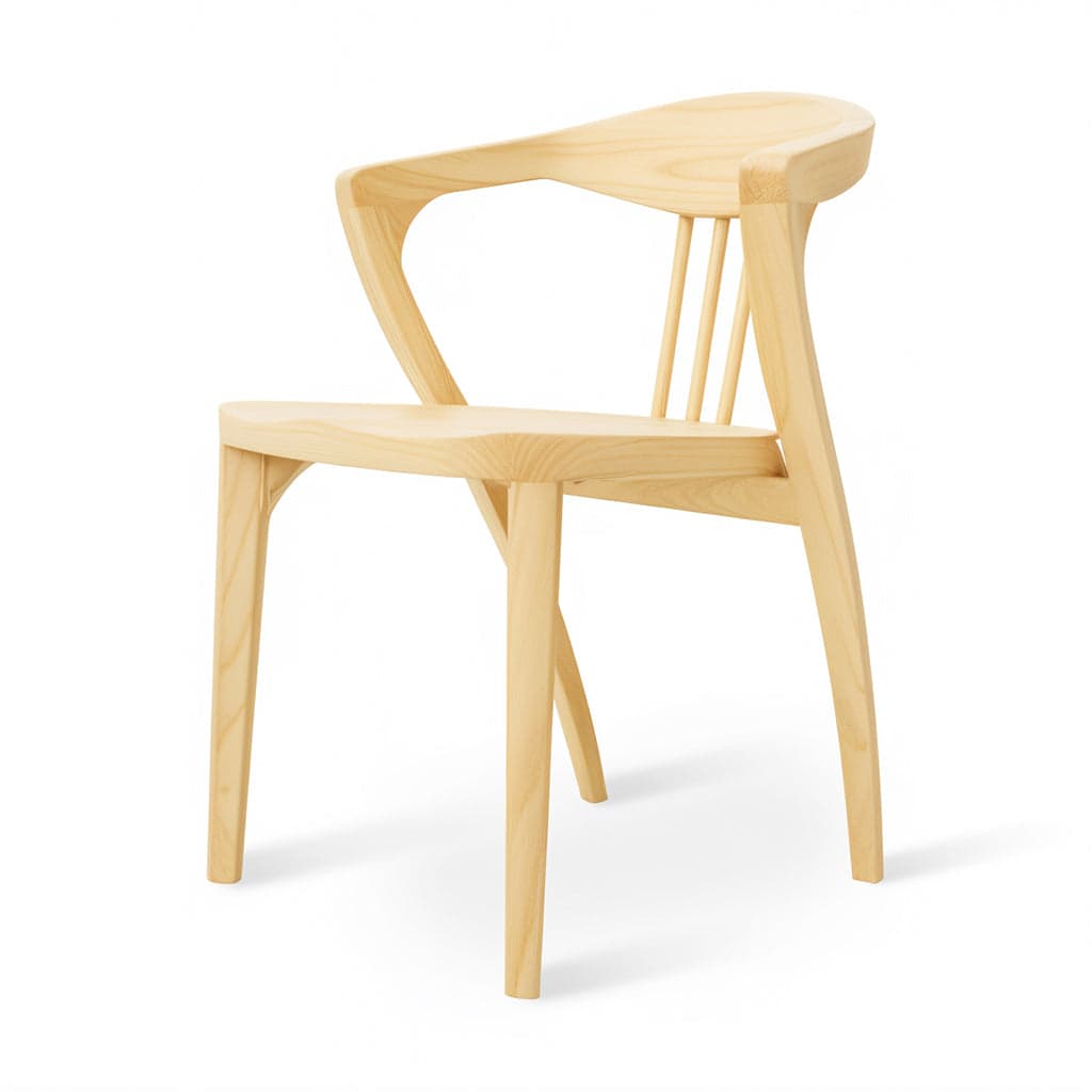Kratky - Ash/Oak/Beech Dining Chair, Wooden Seat by Alankaram