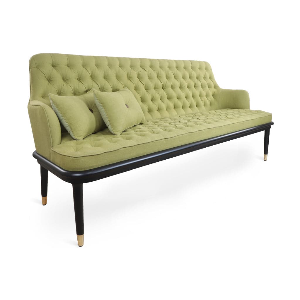 Doko - Three Seater Ash/Oak/Beech Sofa, Stained, Brass Accentuations by Alankaram