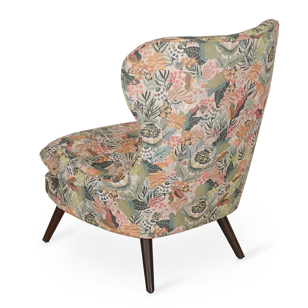 Dubu - Ash/Oak/Beech Lounge Chair, Stained, Multicolor Printed Fabric by Alankaram