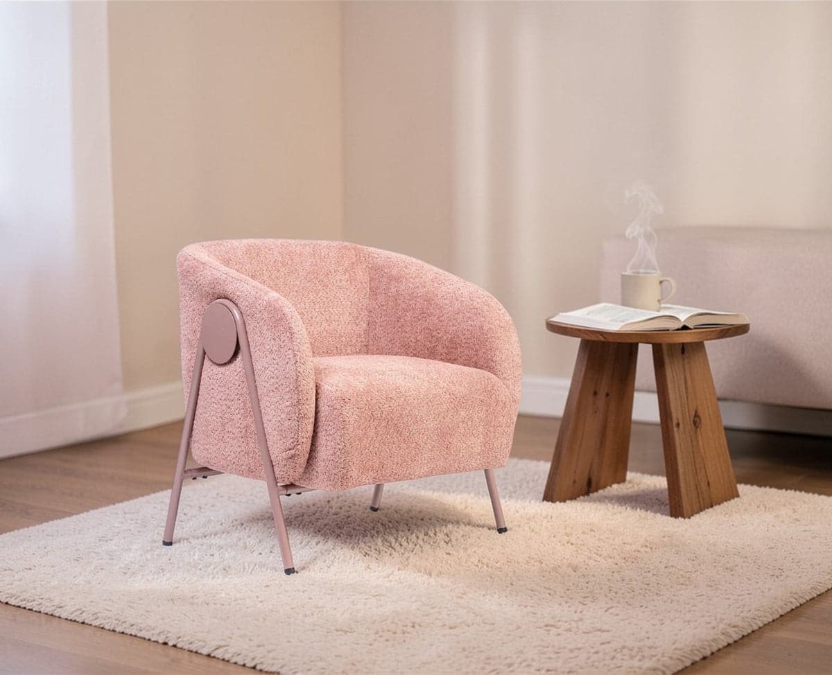 Sunbeam Lounge Chair – Modern Upholstered Lounge Chair for Home & Café - (Rose Brown) by Furniselan