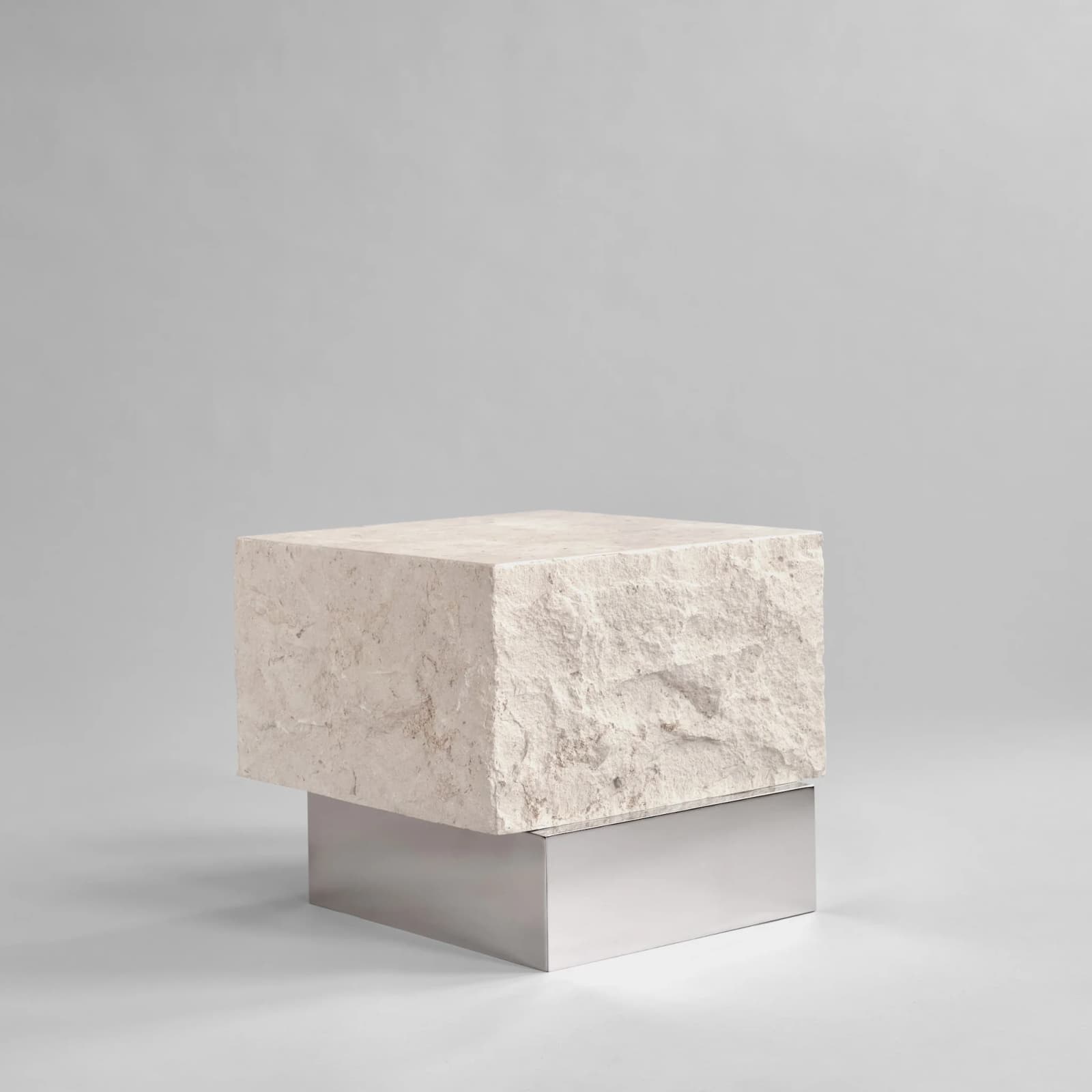 Temple Coffee Table, Low - Chrome / Limestone by 101 Copenhagen