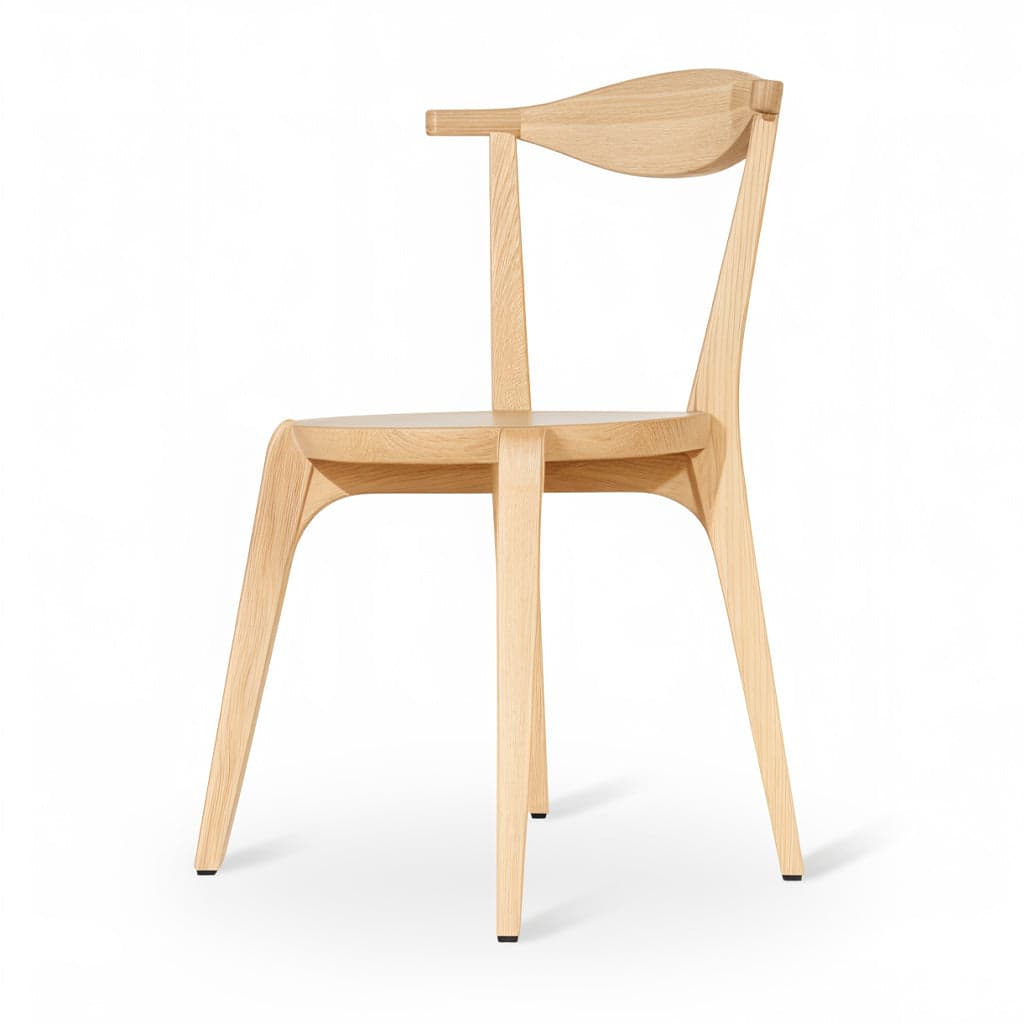 Dogo - Ash/Oak/Beech Dining Chair, Wooden Seat by Alankaram