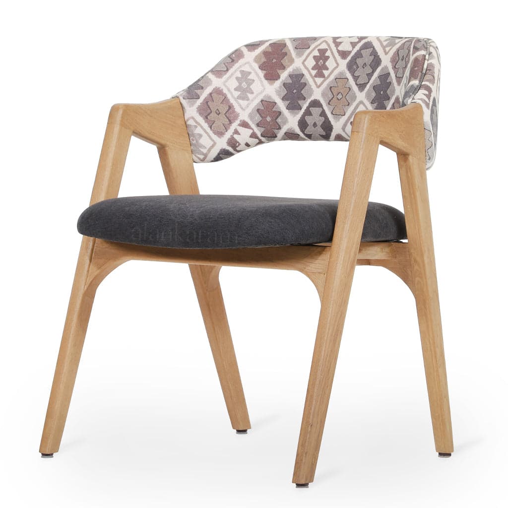 Ikkita - Ash/Oak/Beech Dining Chair, Grey and Black Fabric by Alankaram