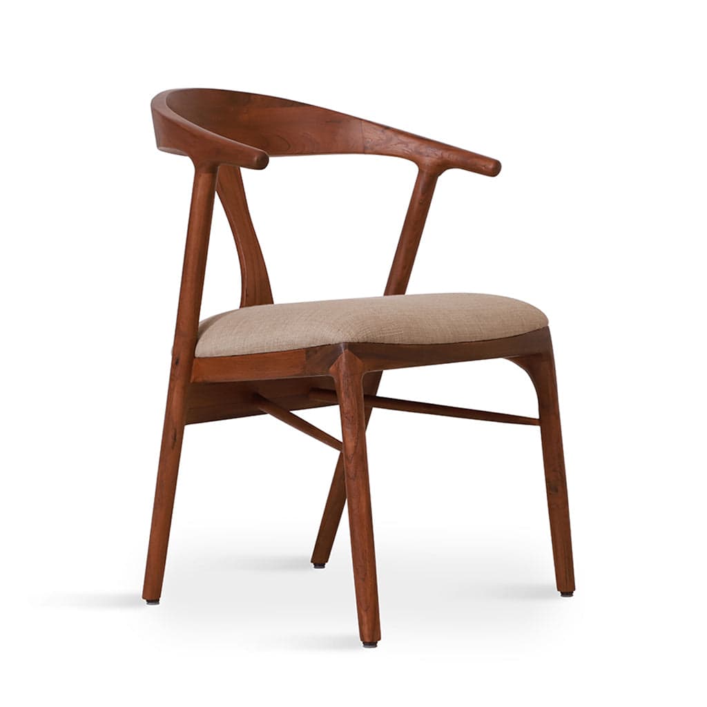 Ploot - Teak Dining Chair, Upholstered Seat 2 by Alankaram
