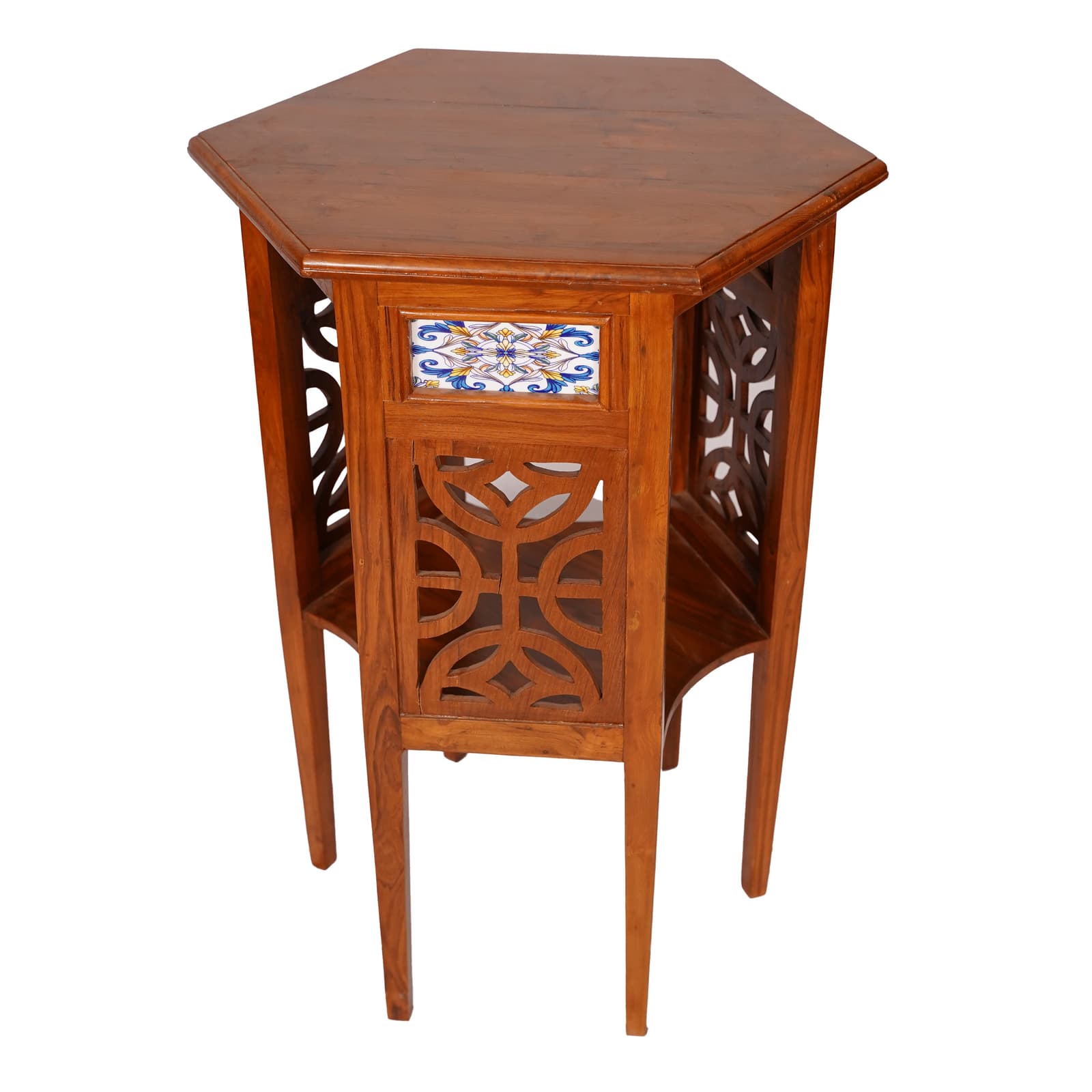 Hexagonal Teak Wood Accent Table by The Artisania