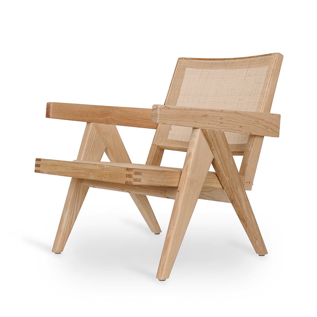 Jeanneret - Ash/Oak/Beech- Rattan Lounge Chair by Alankaram