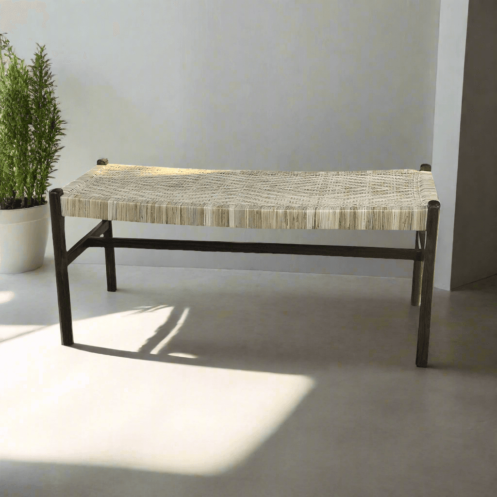 Arwen Rattan & Teakwood Bench by Bluedot Design