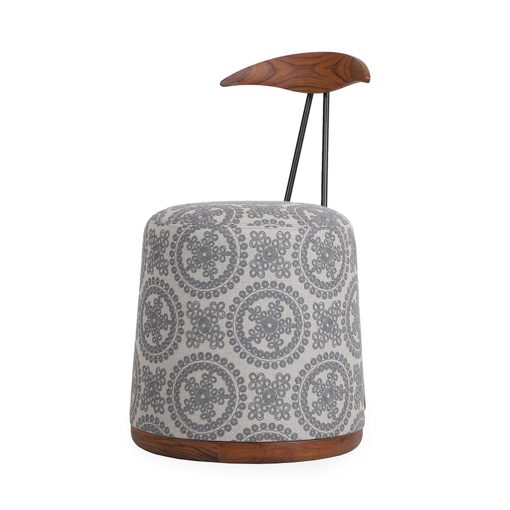 Credu - Teak Dining Chair, Grey Fabric by Alankaram