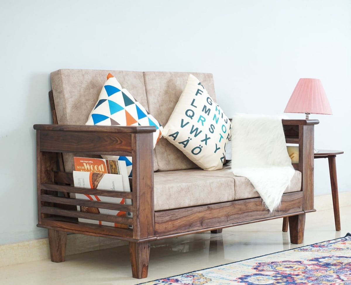 Bikaner Sheesham Wood 2 Seater Sofa - (Grey Finish) by Furniselan