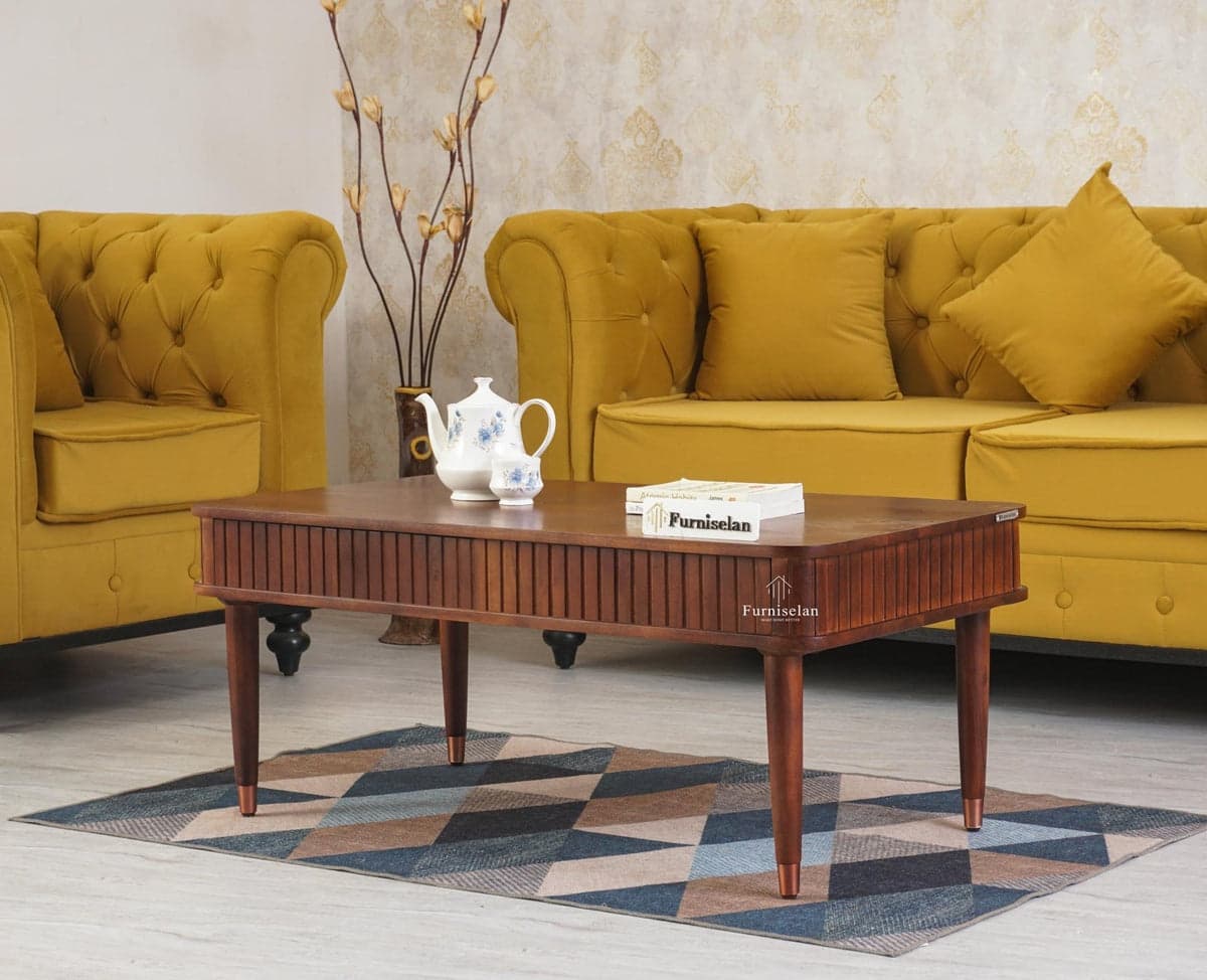 Eiffel Solid Wood Coffee Table - (Grey Finish) by Furniselan