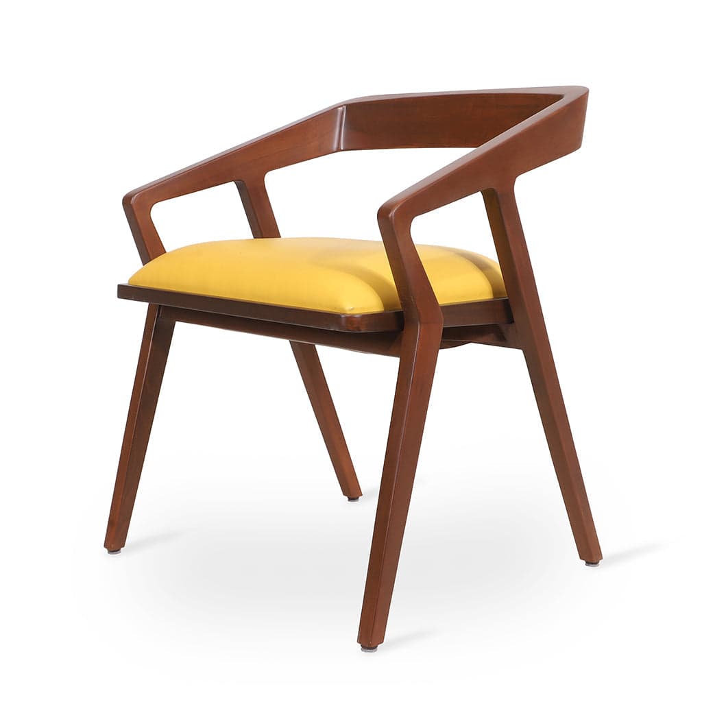 Casilla - Ash/Oak/Beech Dining Chair Wooden Back, Stained, Yellow Leatherette by Alankaram