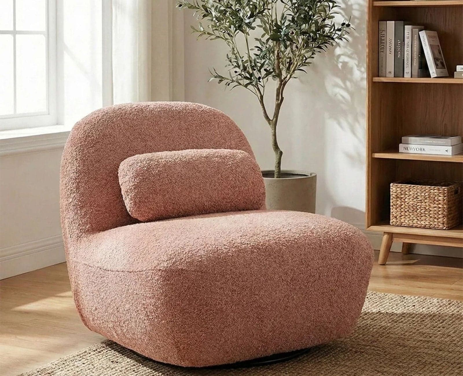 Adrienne Bell Chair – Modern Upholstered Bell Chair for Home & Café - (Dusty Rose brown) by Furniselan