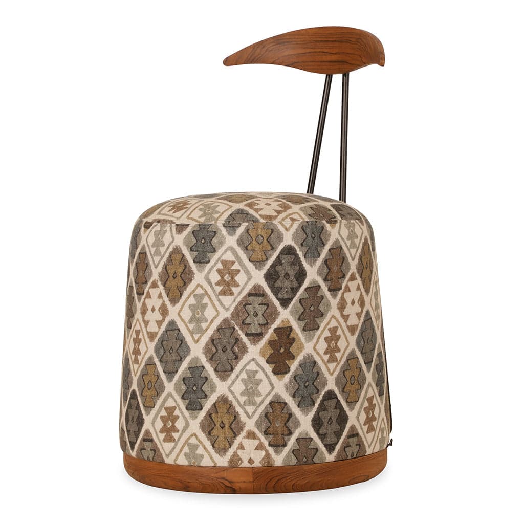 Credu - Teak Dining Chair, Multicolor Printed Fabric by Alankaram