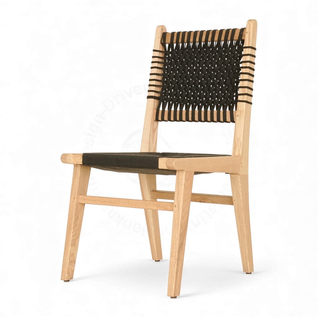Asandi - Ash/Oak/Beech Dining Chair, Full Black Woven by Alankaram