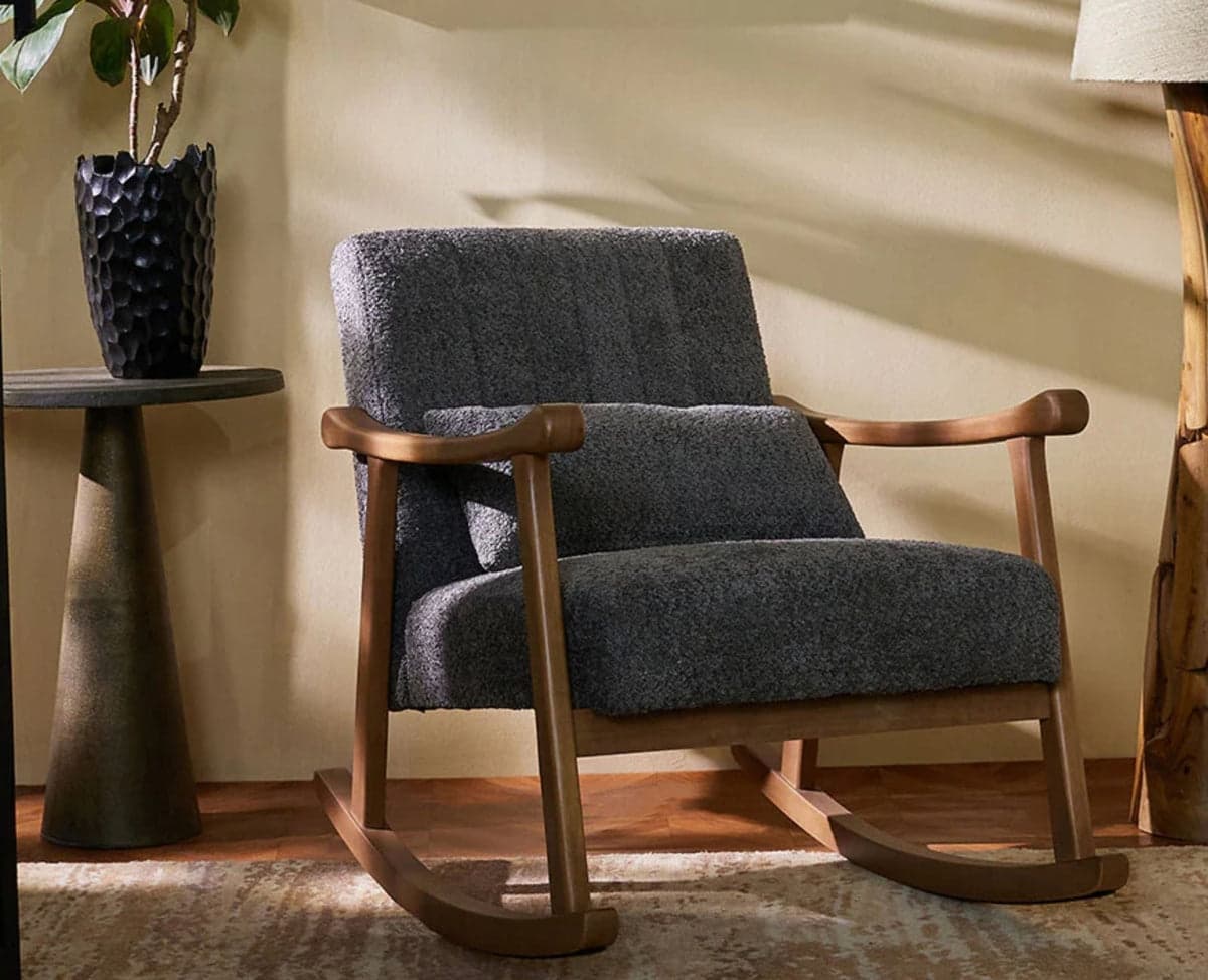 Margaret Wooden Rocking Chair - (Grey) by Furniselan