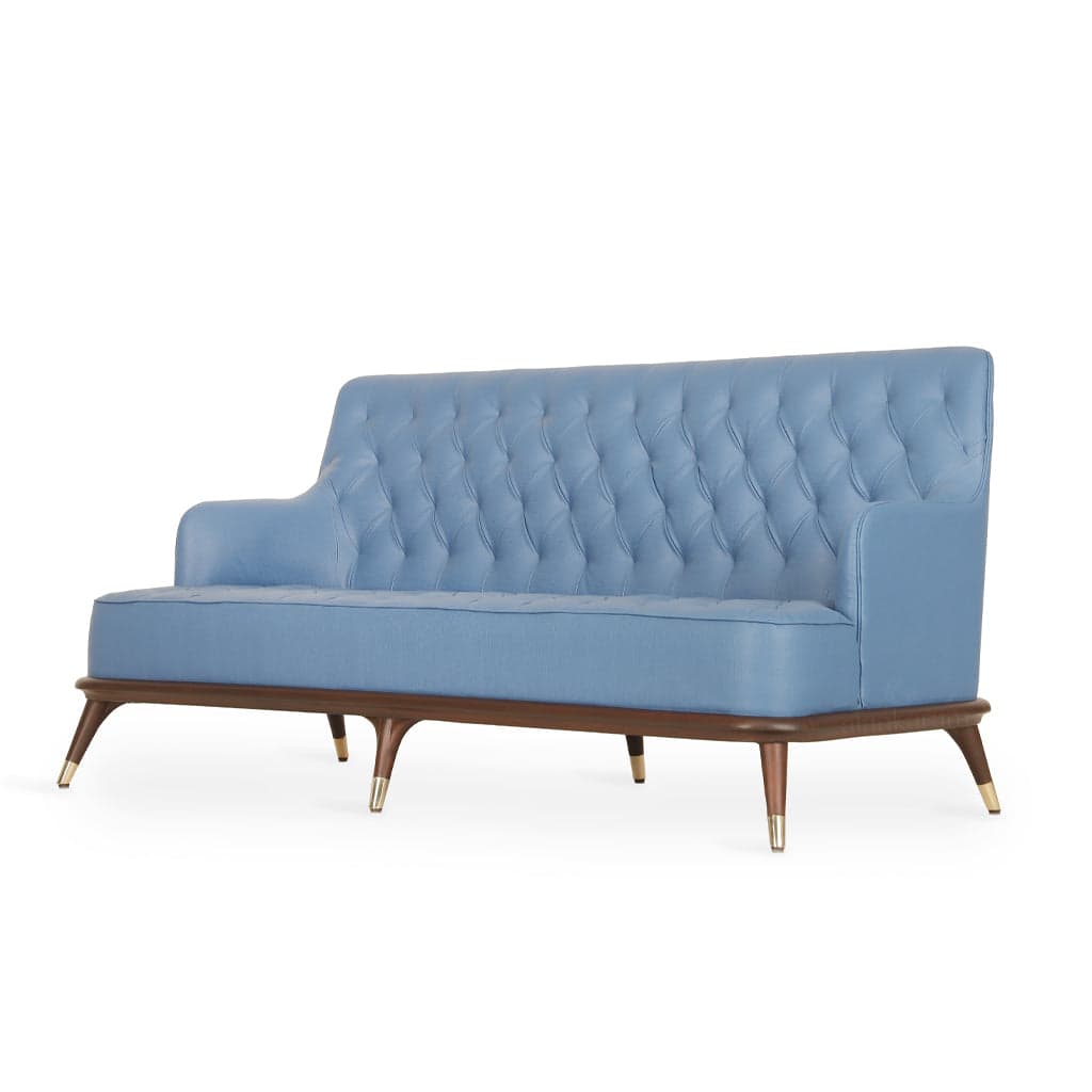 Koki - Three Seater Teak Sofa, Brass Accentuations by Alankaram